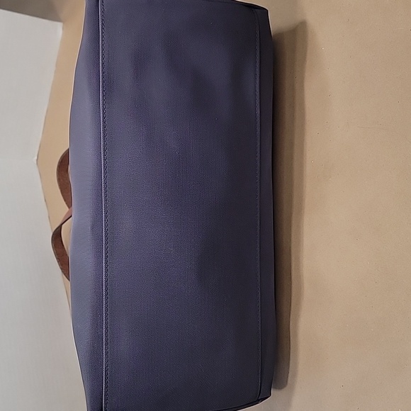 Dooney & Bourke Navy Blue Nylon Domed Satchel, Brown Leather Braided Handles - Picture 7 of 16